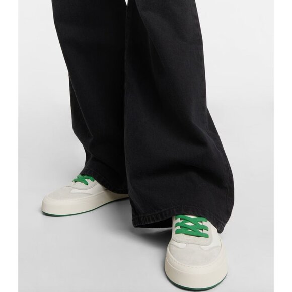 The Row Marley Suede Paneled Leather Sneakers Milk White Womens Size 35 5 - Picture 3 of 14